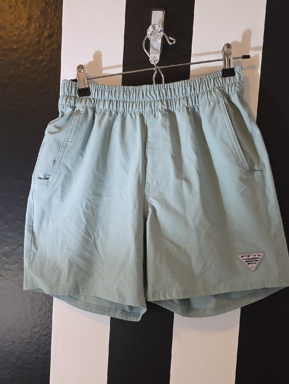 Columbia Light Mint Green Elastic Waist Kids Shorts